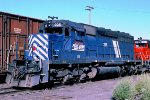 MRL SD40 #225 lays over in UP yard with EIRR transfer train power.